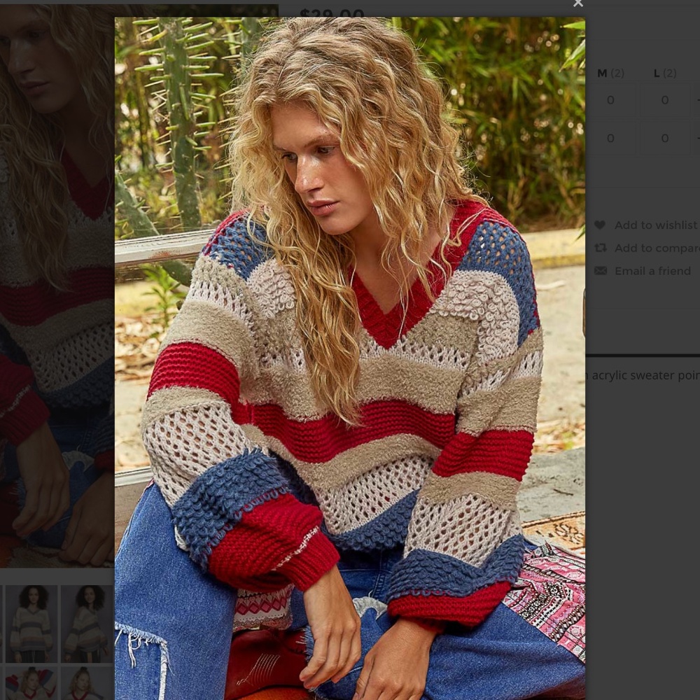 💕POL “ SHAY “ POL V-Neck Stripe Sweater 22 - Picture 2 of 6